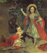 Karl Briullov Portrait of the young princesses volkonsky by a moor oil painting